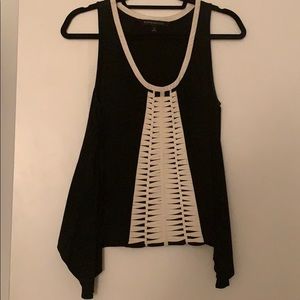 Black Tank with white lattice detail in center.